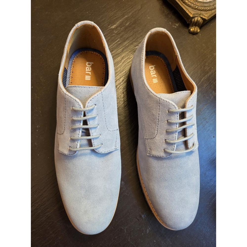 Bar III Men's Trumanns Suede Derby Shoes Manhattan Mist Blue Size 9.5M NEW! $100 - Picture 10 of 12